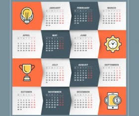 2017 Grid calendar vector material 04