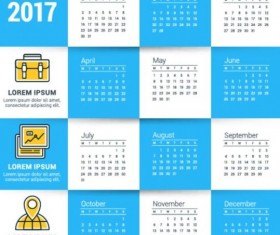 2017 Grid calendar vector material 05