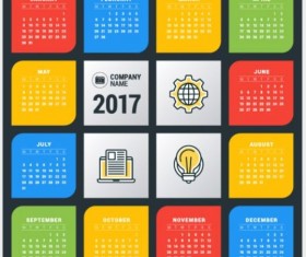 2017 Grid calendar vector material 06