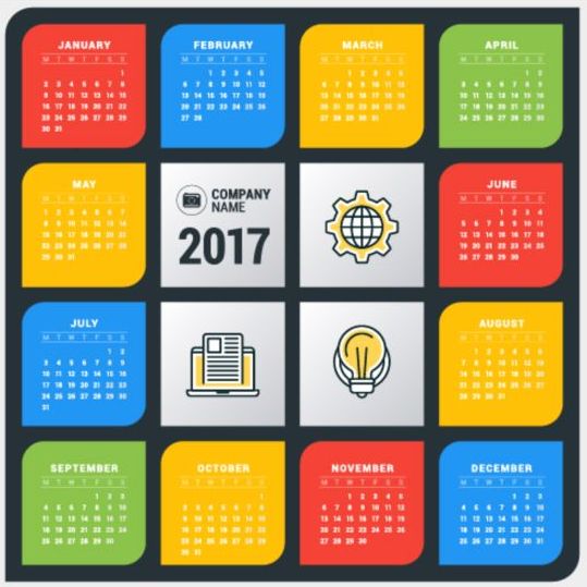 2017 Grid calendar vector material 06