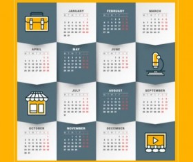 2017 Grid calendar vector material 07