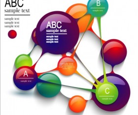 3D molecules infographics tamplate vector 01