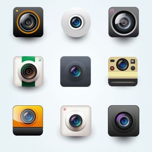 9 Kind camera application Icons set