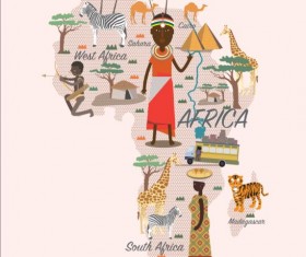 Africa map with infographic vector 01
