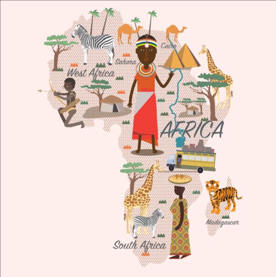 Africa map with infographic vector 01
