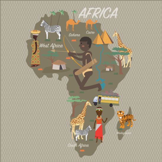 Africa map with infographic vector 02