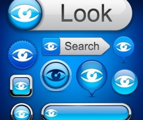 Applications websites blue buttons vector set 01