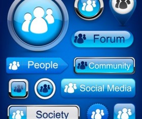 Applications websites blue buttons vector set 02