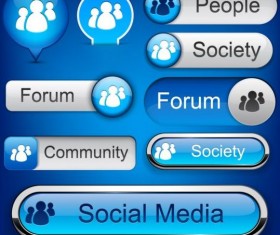 Applications websites blue buttons vector set 04