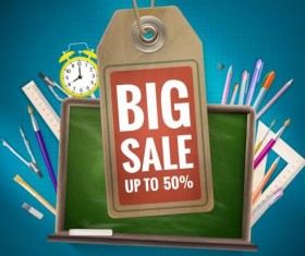 Back to school background with sale tag vector 05