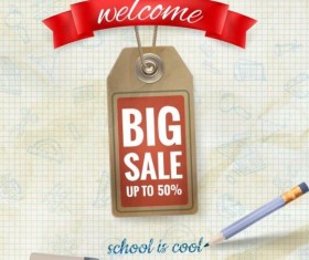 Back to school background with sale tag vector 11
