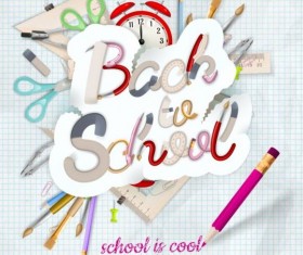 Back to school background with school supplies vector