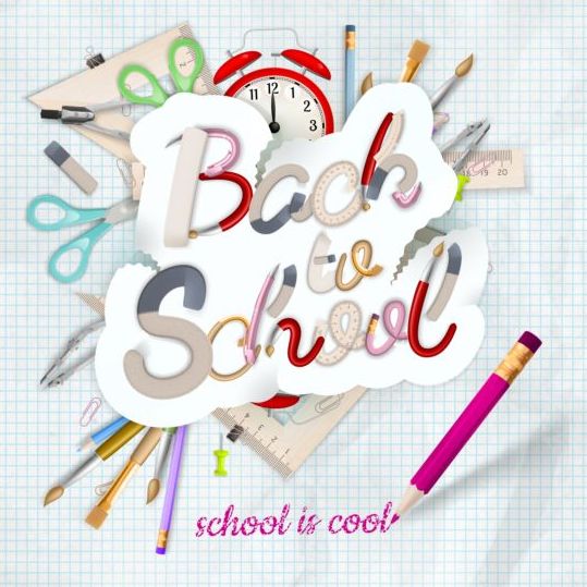 Back to school background with school supplies vector