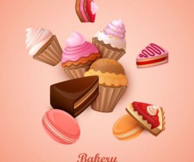 Bakery cake with pink background vector 01