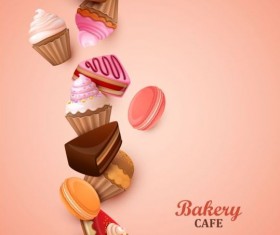 Bakery cake with pink background vector 02
