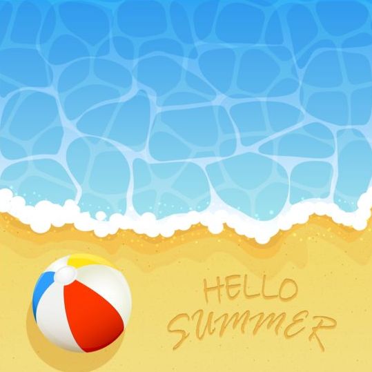 Ball on the beach summer background vector