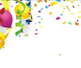 Balloon and paper tapes with confetti background vector