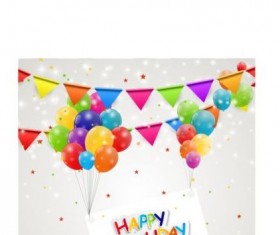 Balloon birthday card with pennants vector