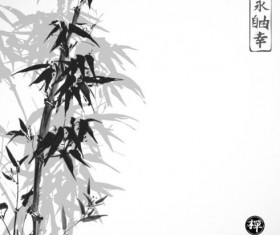 Bamboo chinese wash painting vector 04