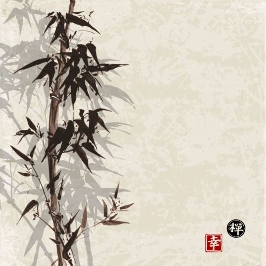 Bamboo chinese wash painting vector 10
