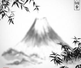 Bamboo chinese wash painting vector 13