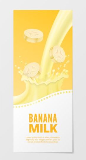 Banana milk banner vector