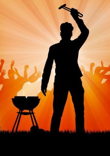 Barbecue party background with silhouetter vector 06
