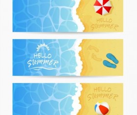 Beach summer banners vector material