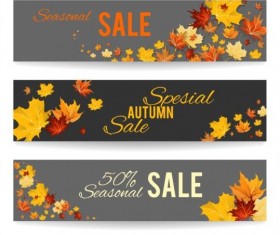 Beautiful autumn banners vector set