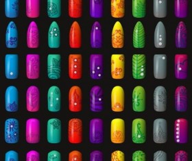 Beautiful painted nails vectors set 01