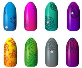 Beautiful painted nails vectors set 02