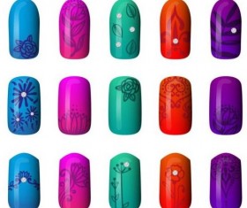 Beautiful painted nails vectors set 04