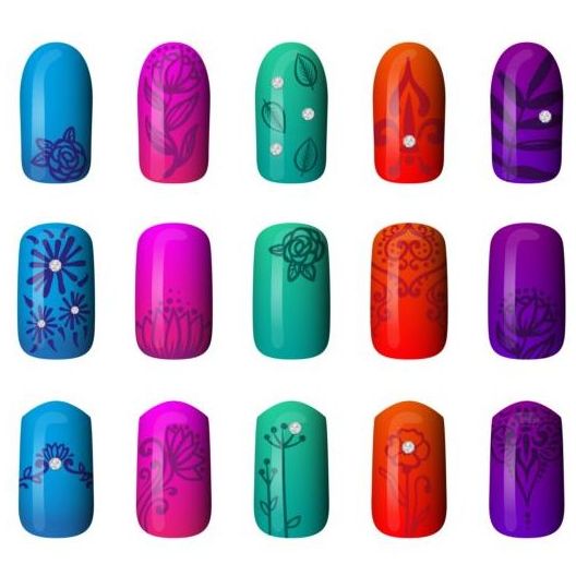 Beautiful painted nails vectors set 04 free download