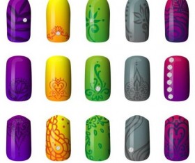 Beautiful painted nails vectors set 05