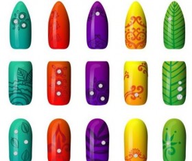 Beautiful painted nails vectors set 06