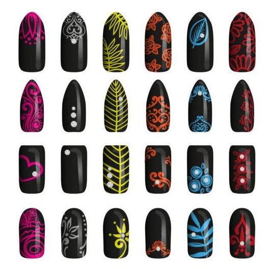 Beautiful painted nails vectors set 08