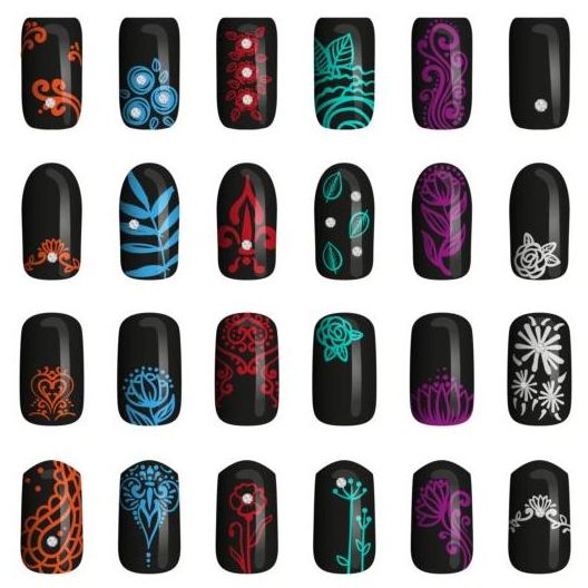 Beautiful painted nails vectors set 10