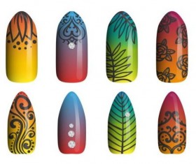 Beautiful painted nails vectors set 12