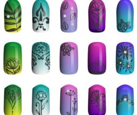 Beautiful painted nails vectors set 19