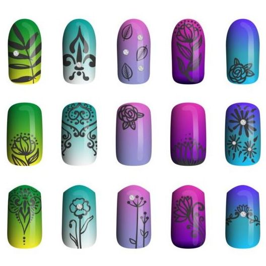 Beautiful painted nails vectors set 19