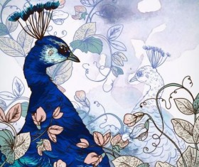 Beautiful peaco with grunge background vector 01