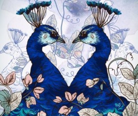 Beautiful peaco with grunge background vector 02