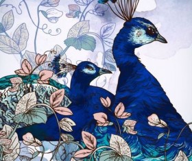 Beautiful peaco with grunge background vector 03