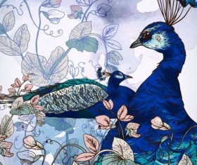 Beautiful peaco with grunge background vector 04