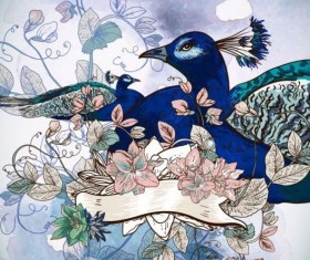 Beautiful peaco with grunge background vector 05