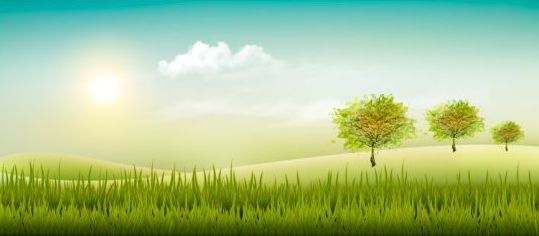 Beautiful summer countryside background vector 01