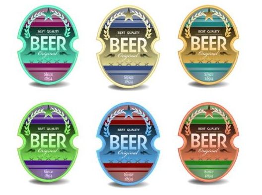 Beer trademark sticker vectors 08