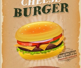 Big burger vintage poster vector 02