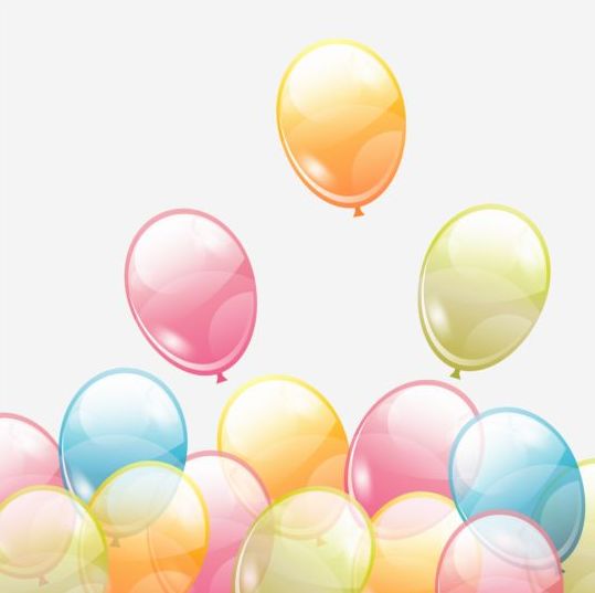 Birthday background with colored transparent balloons vector 01