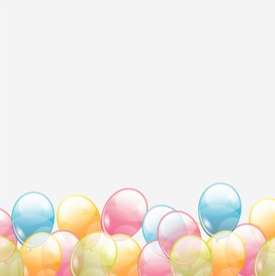 Birthday background with colored transparent balloons vector 02